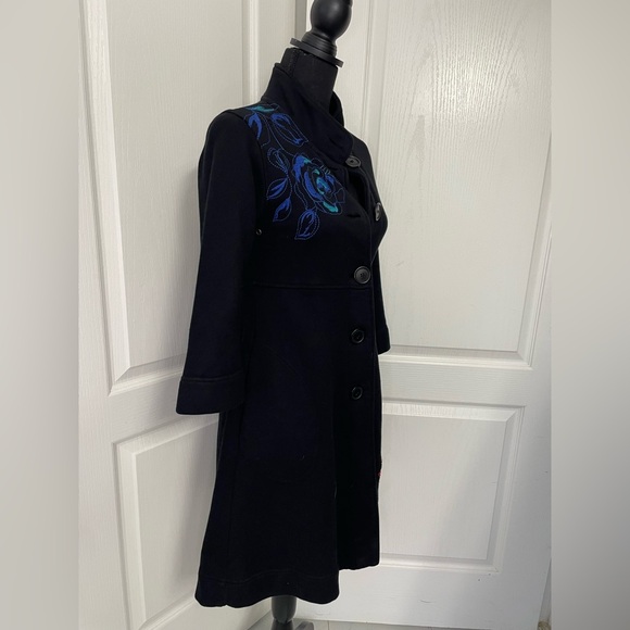 Johnny Was Black Floral Embroidered Coat - Picture 13 of 16